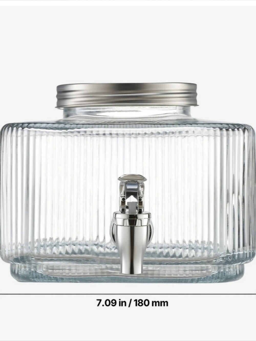 Glass Beverage Dispenser with Silver Spigot and Lid - Clear